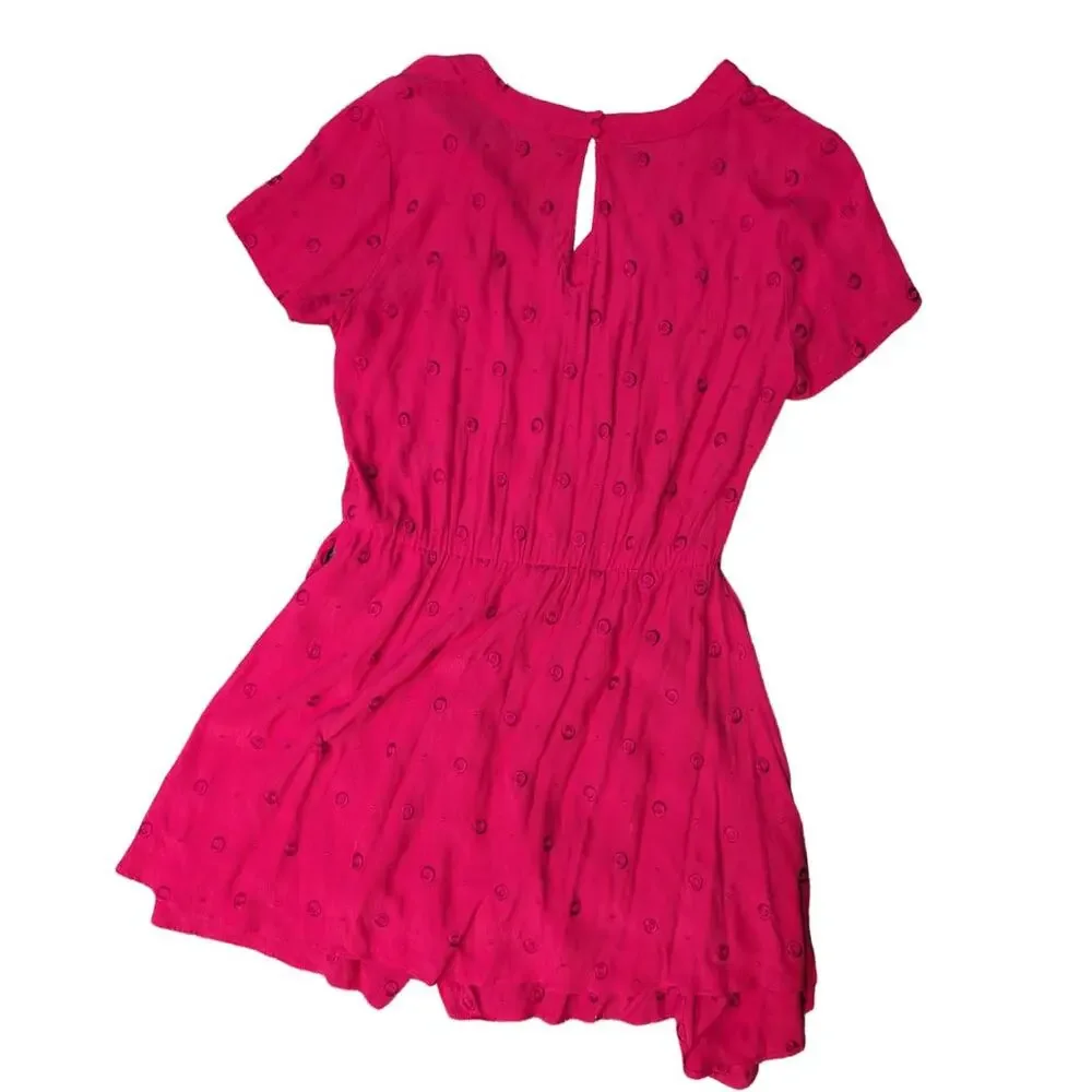 Anthropologie Fuchsia Romper Embroidered dot pattern size M - Picture 4 of 9